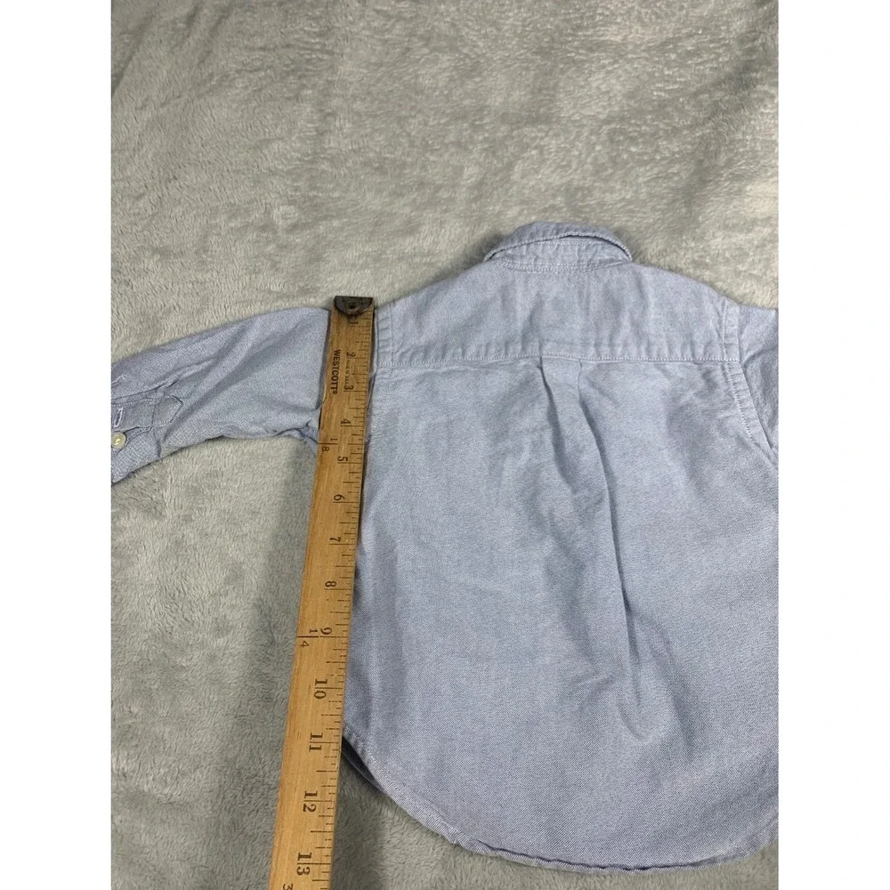 Ralph Lauren Big Pony Polo Player Baby Long Sleeve Oxford Button Shirt 12M Blue